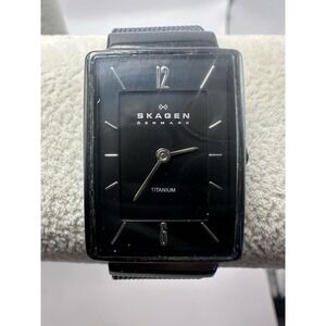 Skagen 434STMB Ladies Black Titanium Watch New Battery 20MM 7.5" Mesh Band T98